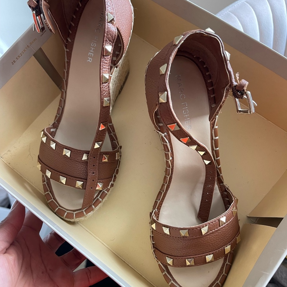 Marc Fisher Brown Studded Women's Sandals